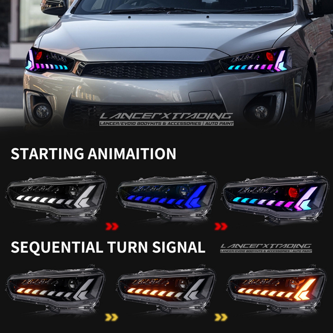 2023 DragonScale Fully LED Headlamp for Mitsubishi Lancer Proton Inspira Evo10
